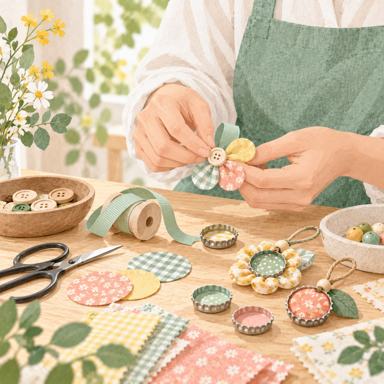 ハンドメイド作品を作るイメージイラスト