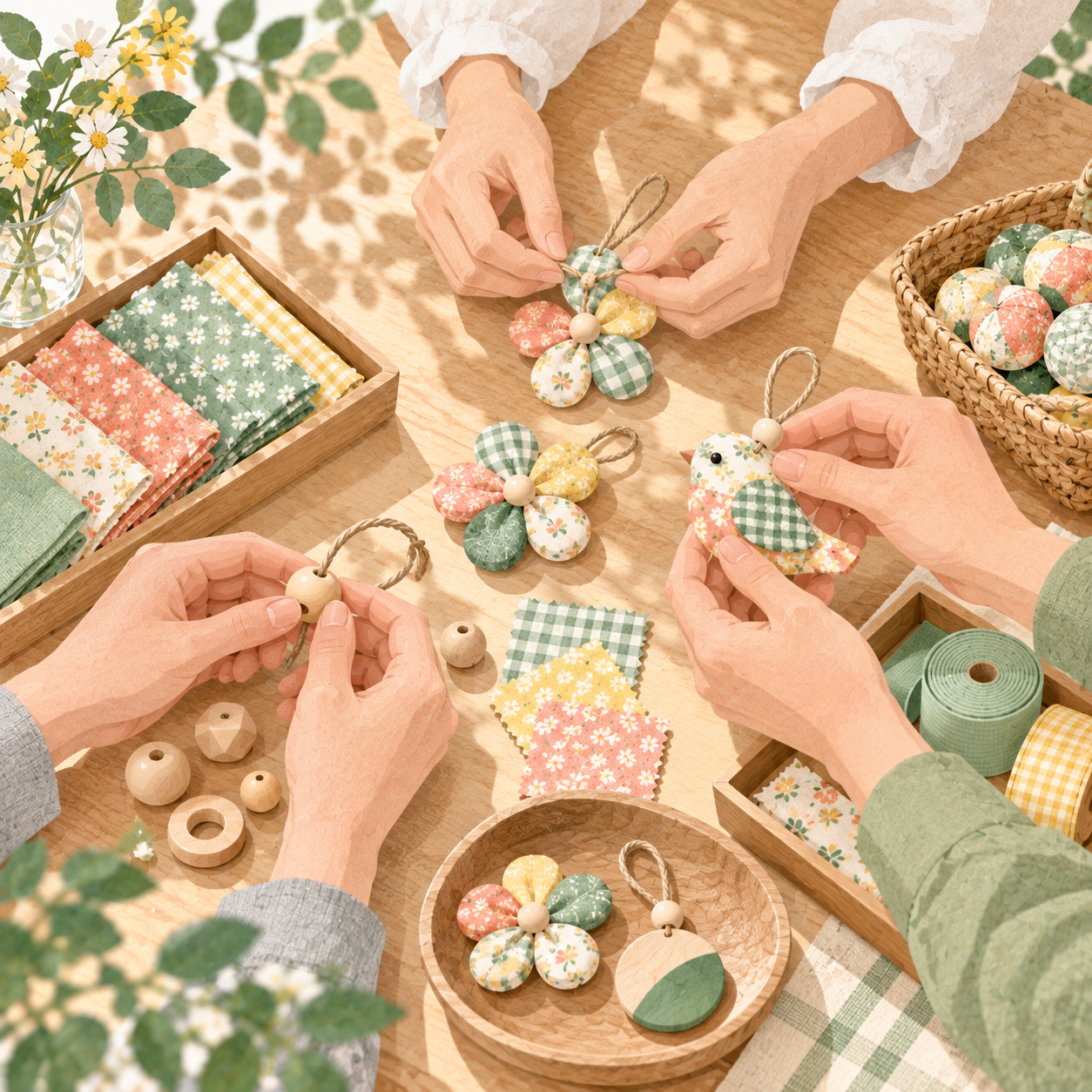 土曜日の午前に手作業を進めるイメージイラスト