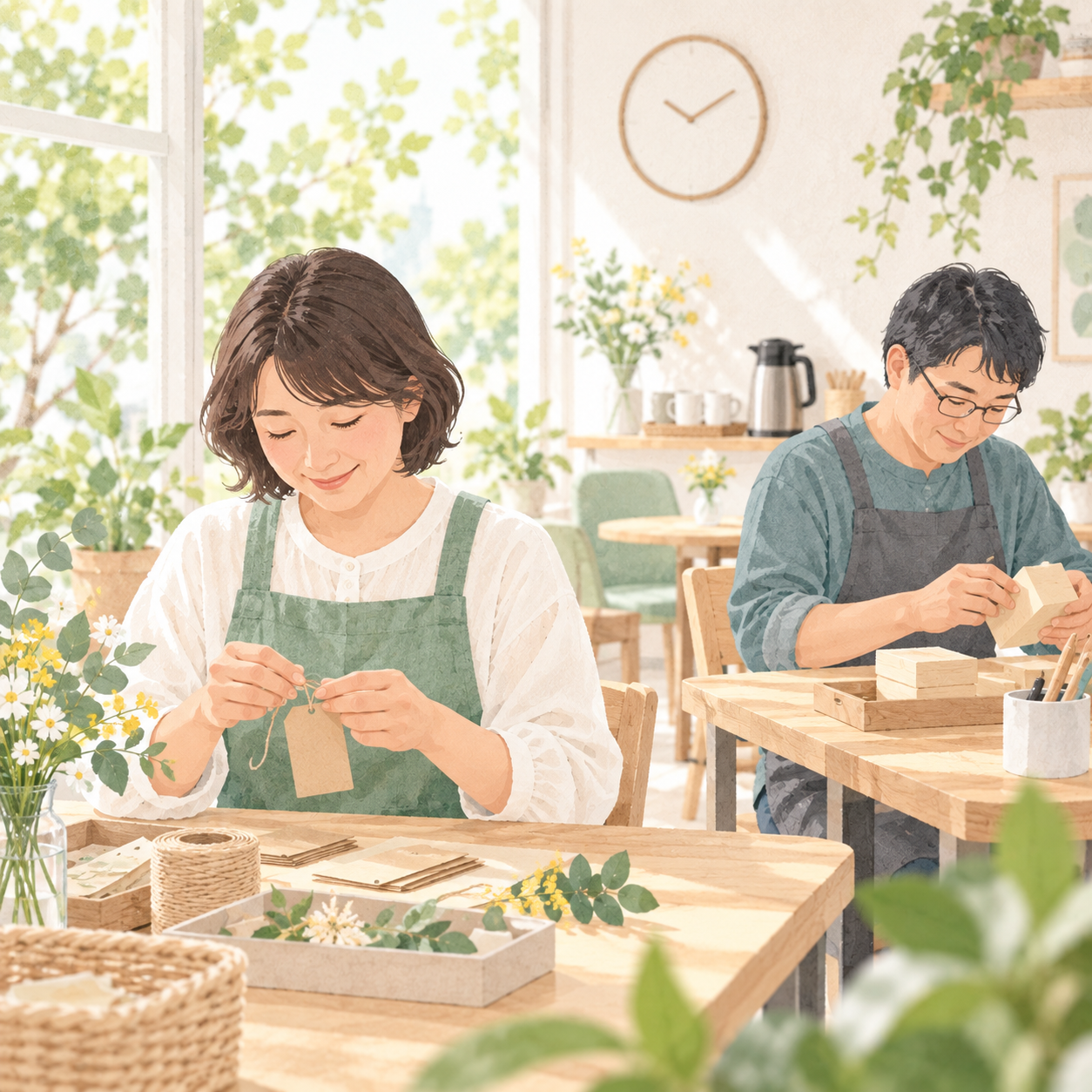 Space Viaで一日の作業に取り組むイメージイラスト